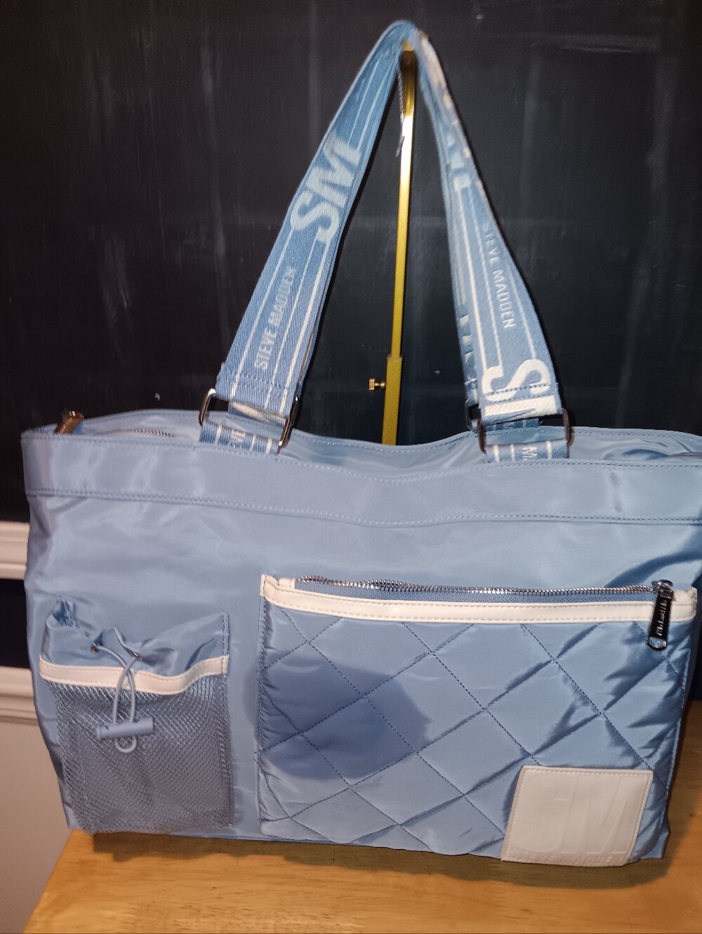 Steve Madden Light Blue Quilted Tote Bag
